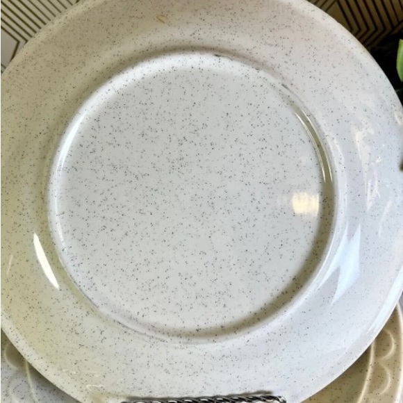 HOMER Laughlin Sandstone Speckled Yellow Floral Sided Dinner Plate Set 4 Grenada - Picture 4 of 4